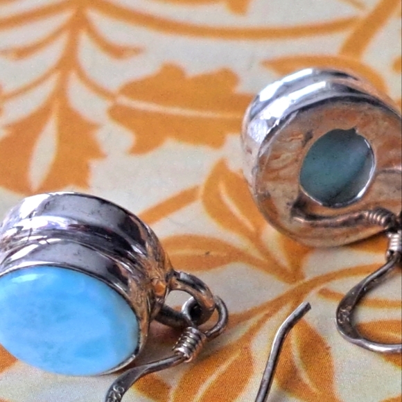 925 sterling silver earrings with larimar stone - Picture 5 of 7